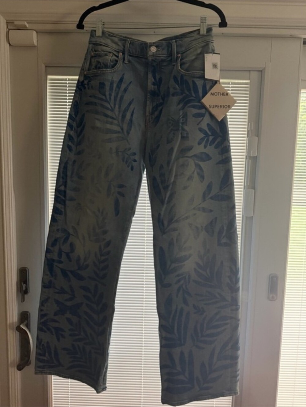 350$ Mother the Lasso Sneak Pressed Leaves Ankle Jeans Size Waist 27" Blue - Picture 5 of 5